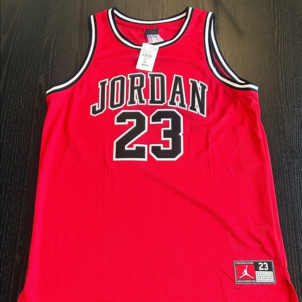 Jordan Red and Black Basketball Jersey